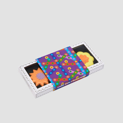 Set of 3 Hand-Iced Flower Biscuits - Purple