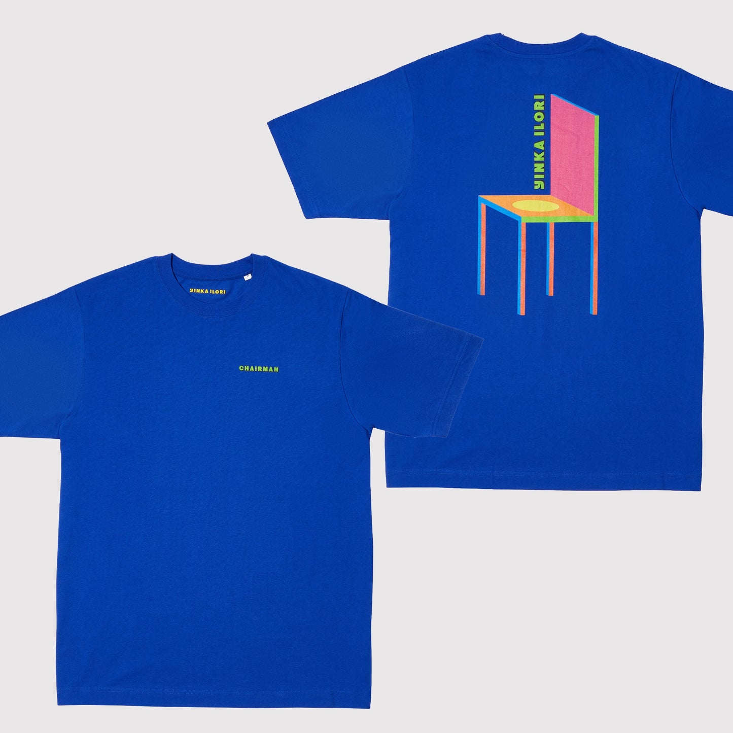 CHAIRMAN TYPES OF HAPPINESS Back Print T-Shirt - Blue