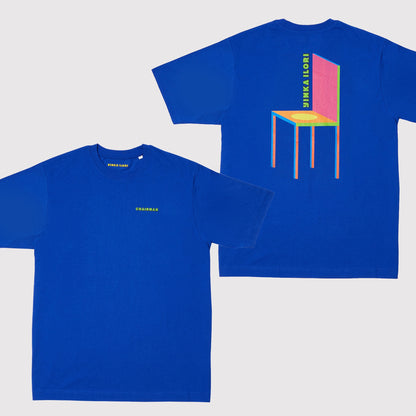 CHAIRMAN TYPES OF HAPPINESS Back Print T-Shirt - Blue