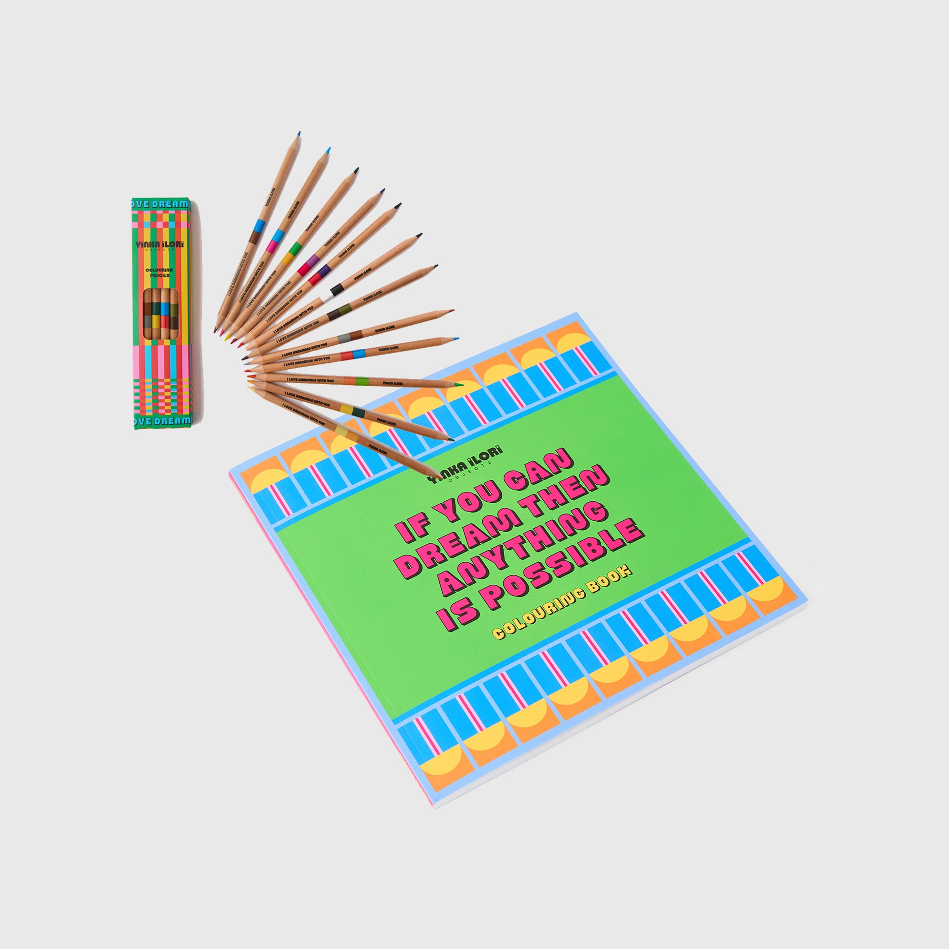 Colouring book and pencils