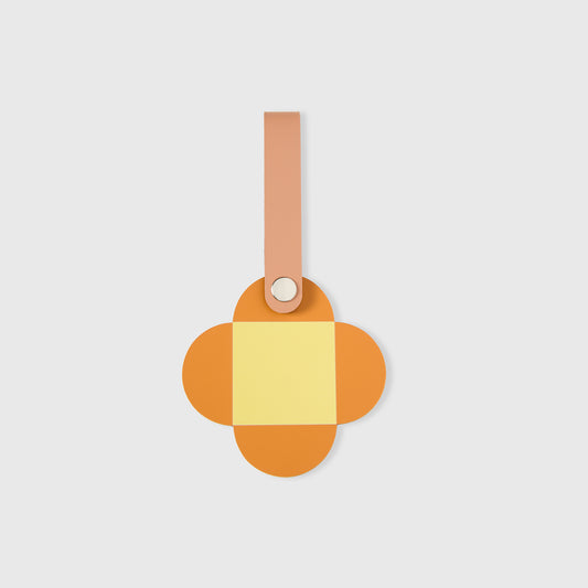 MELODIOUS FLOWERS Leather Luggage Tag - Brick